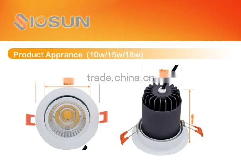 15w IP44 1800Lumens COB Chip Dimmable Good Price LED Downlight