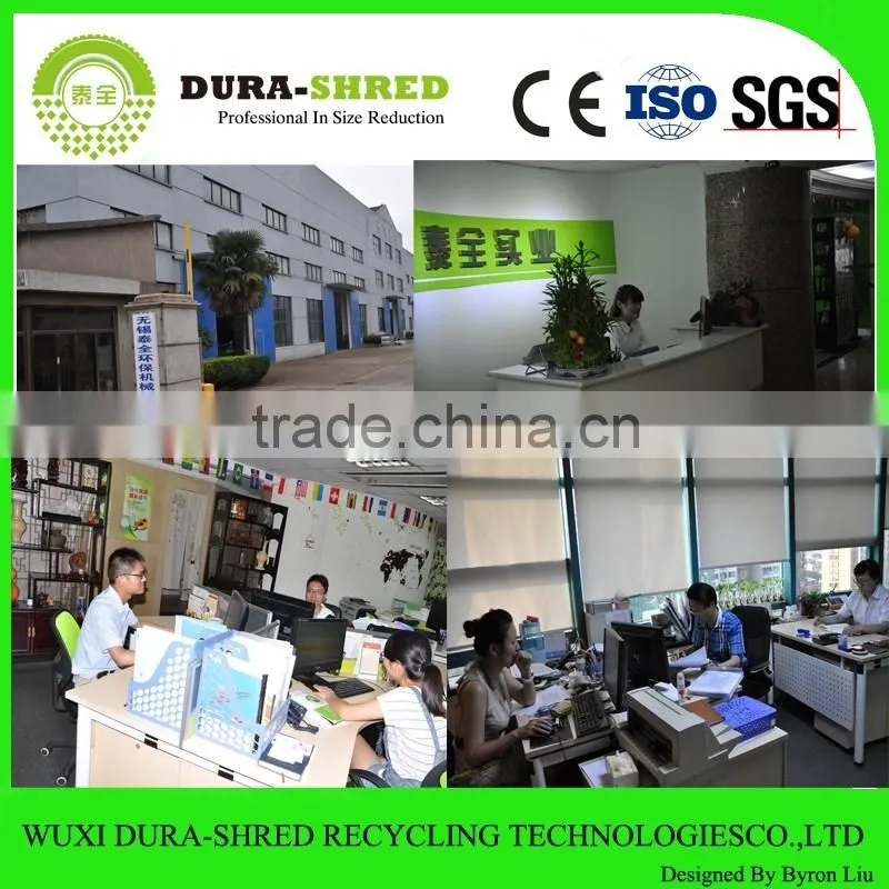 Dura-shred special designed tires and wood shredder machine