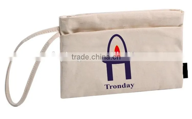 Natural plain cosmetic clutch beige toiletry bag