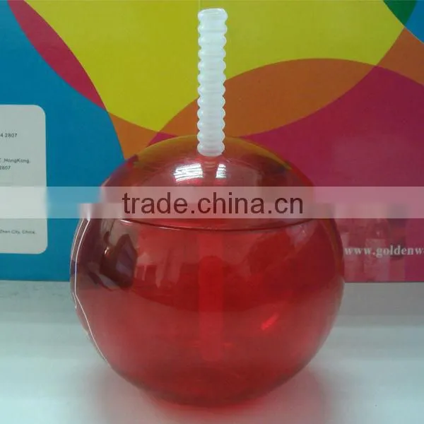 400ml/14oz BPA free ball shaped cup with straw