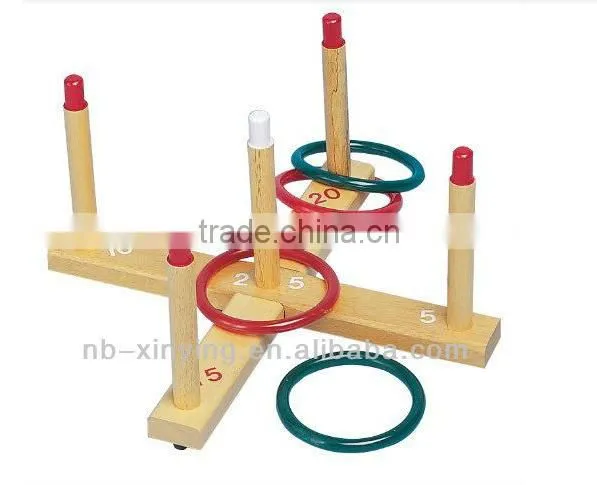 Hot selling Wooden Ring Toss Game 4 Quoits Colorful Toss Garden Game