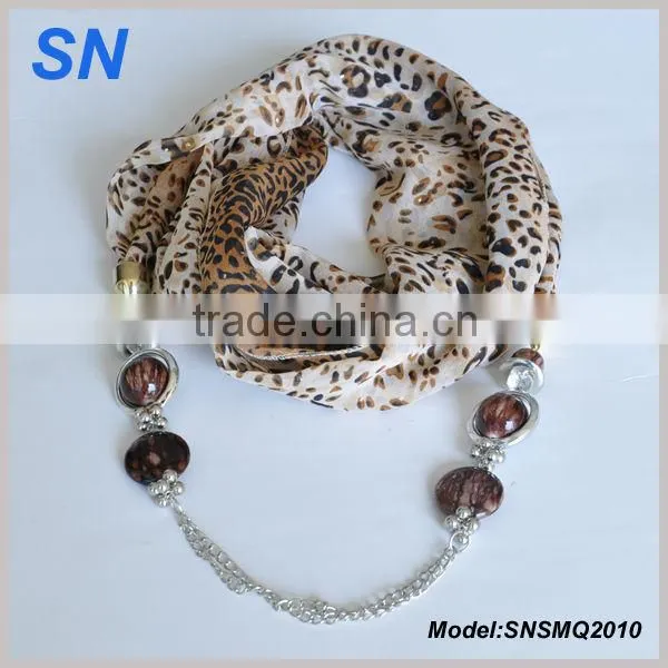 Leopard grain design scarf string of scarf all sorts of color stones