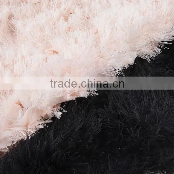 2015 design mesh bottom chiffon tassel fringe embroidered chiffon