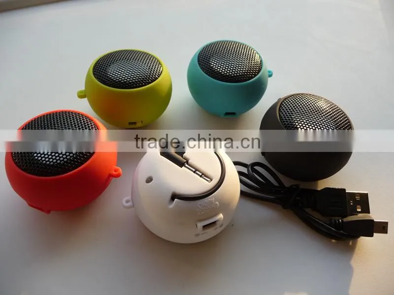 Promotion cute and round hamburg shape rechargeable mobile phone speaker