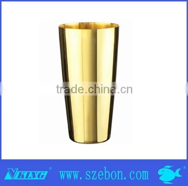 High quality stainless steel gold plated 2pcs boston cocktail shaker set