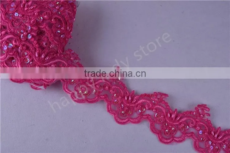 Pearl Beaded & Sequin Bridal ~ Lace Embroidered lace various color Wide:6cm in stock