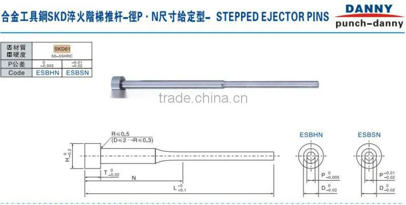 Precision standard customized blade ejector pin