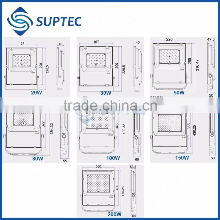 100W 150W 200W IP65 Meanwell Driver LED Floodlight