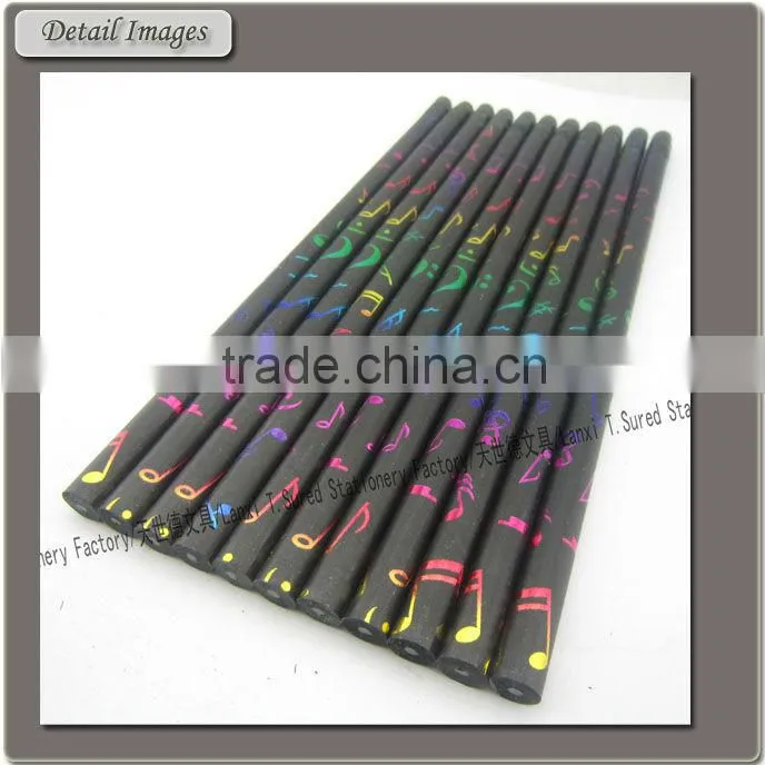 Black Wood Musical Note Design HB Pencil With Eraser