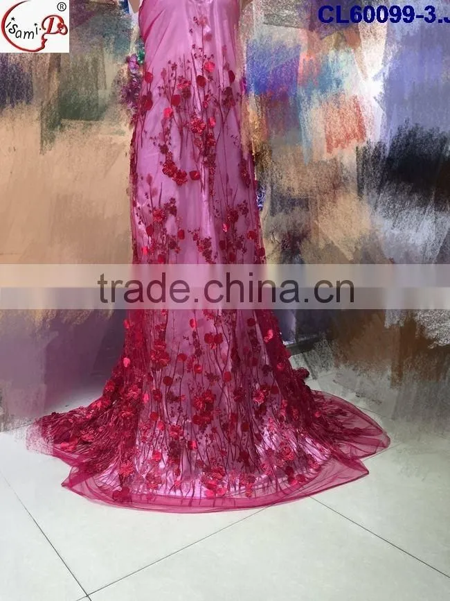 CL60099 Modern design good quality 3d flower lace embroidered fabric,african french lace fabric