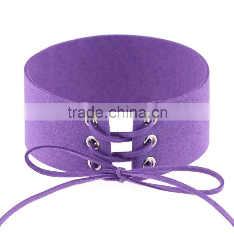 Woman man Punk Sexy Leather Wrap Choker Collar Leather Wrap