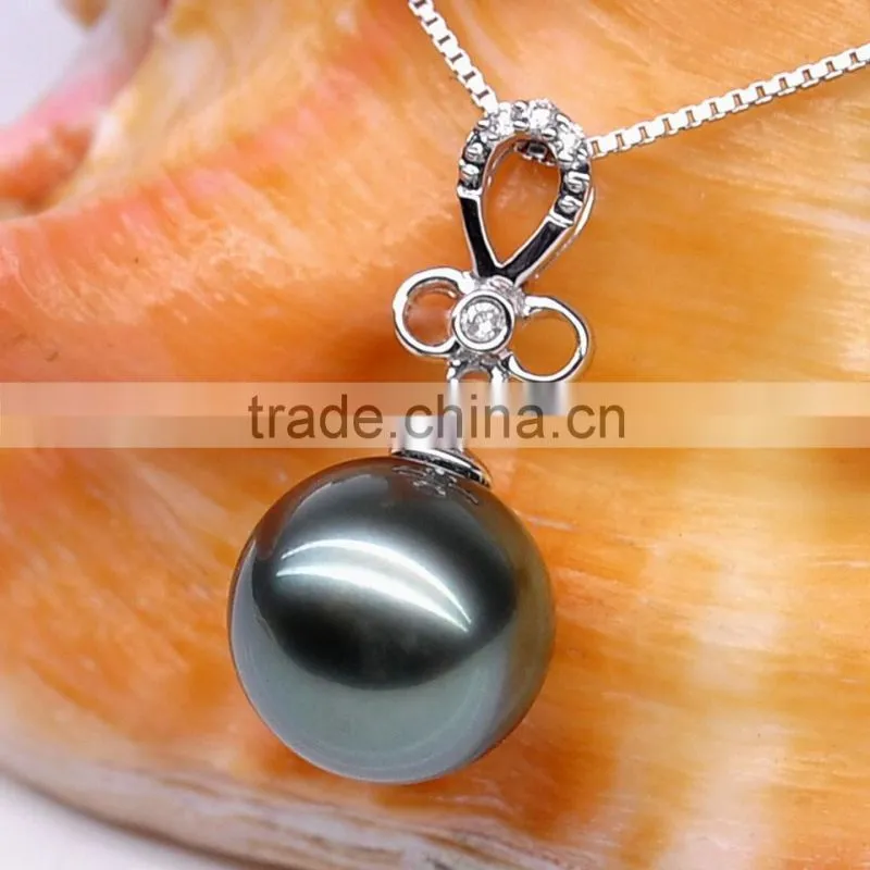 low price real 10--11mm tahitian black pearls value pendant