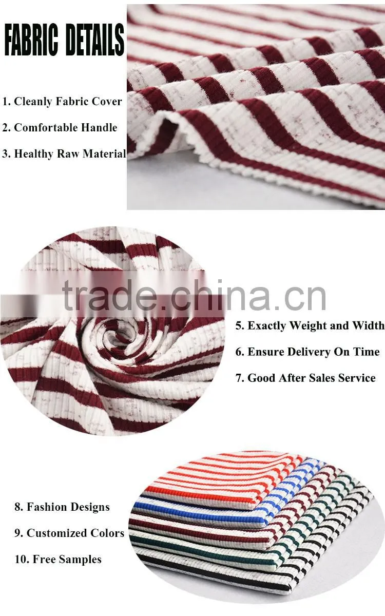 rayon price per meter of fashion fabric 2016 and striped knit rib fabric cuff