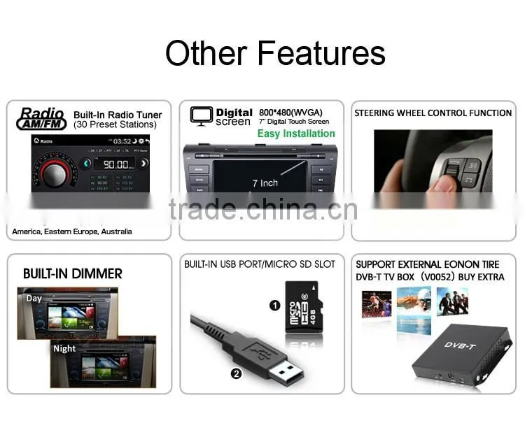 EONON D5151Z 7" Digital Touch Screen Car DVD Player with Built-in GPS For Mazda 3