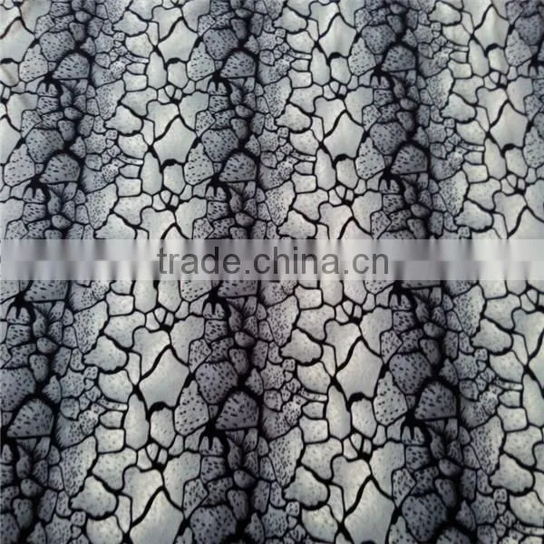 White Black and Brown Color Printed Velboa Fabric