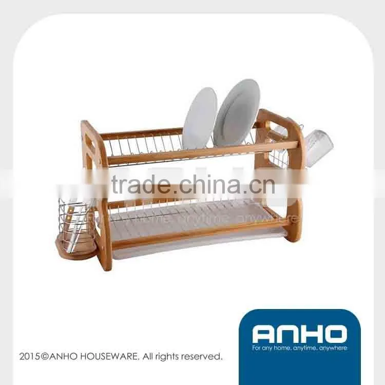 Reliable quality B-shape rubber wood dish rack