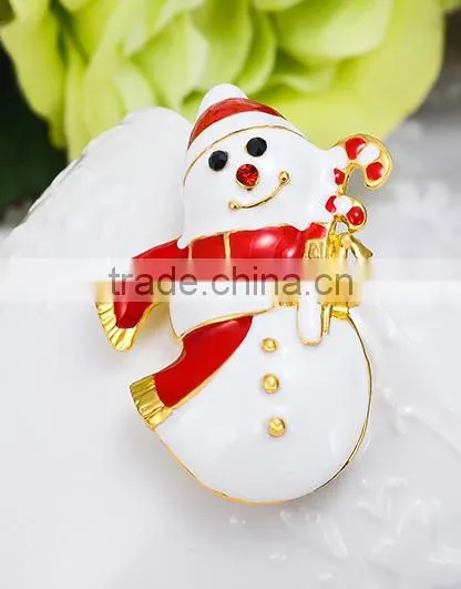 Vintage Red Hat Snowman Hold The X'mas Candy Brooch