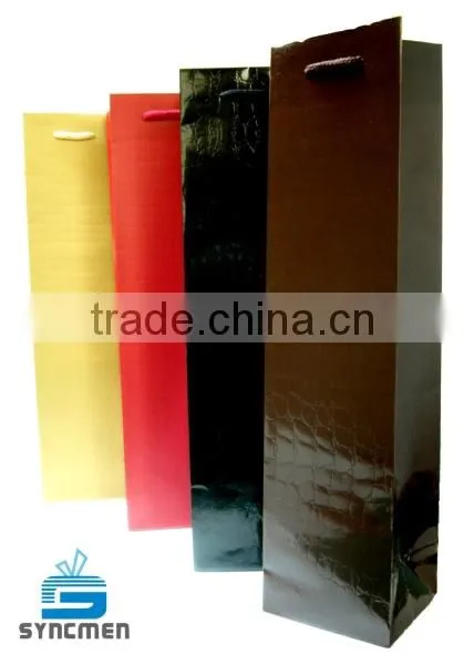 Wine Bottle Paper Bag, brown kraft paper bag, printed paper bag