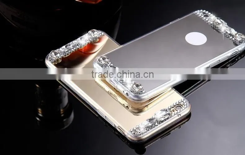 Mirror case for iphoen 6 6 plus 5s Luxury Gold Bling Diamond Soft TPU Case Ultra Slim Phone Back Cover