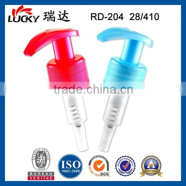 28mm plastic left right lock lotion pump ribbed closure hand shampoo pump
