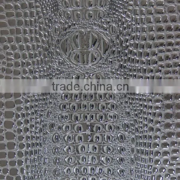PVC leather for sofa upholstery fabric usage with crocodile emboss