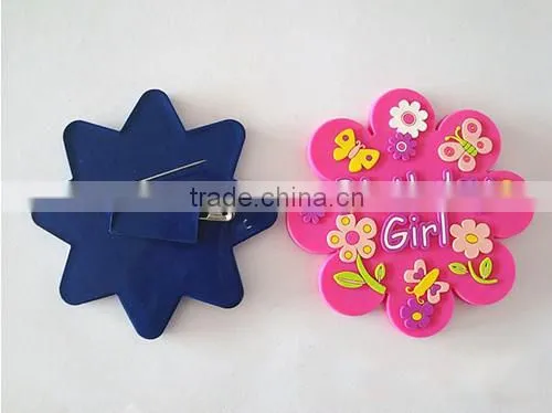Newest design PVC cute flower brooch