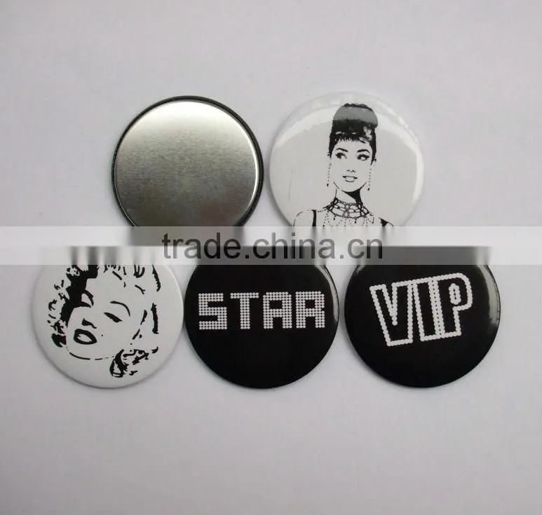 cute mini round tin magnets for fridge, metal magnet button badge