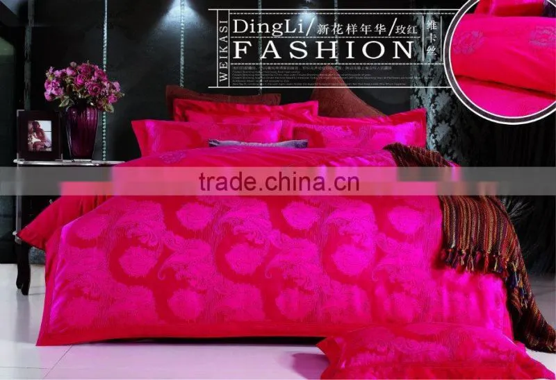 Glossy jacquard bedding set cotton polyester sheet set