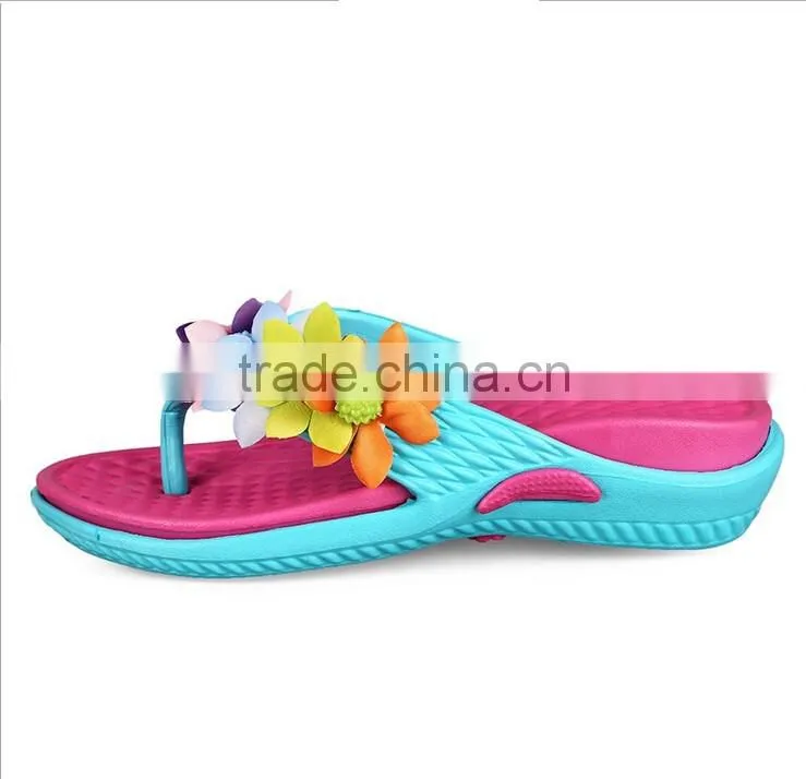 Women's Beach Wedges Platform Massage Thong Slippers Big Flower Decor Flip Flops Sandals