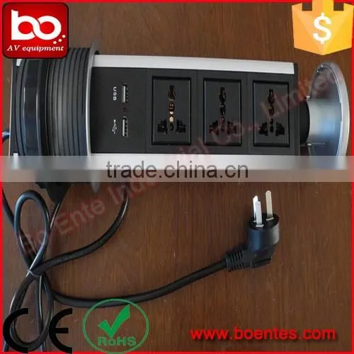 Desktop Kitchen Pop Up Power Socket Outlet with Universal Power Plugs for Office Equipment