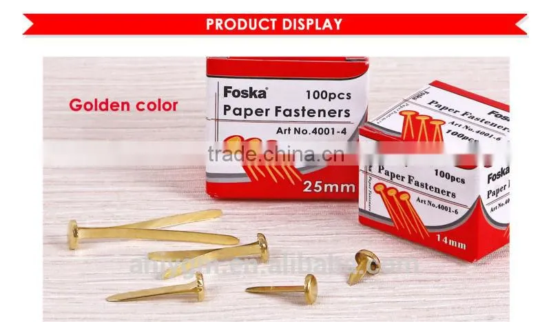 Different Size Golden Paper Fasteners.