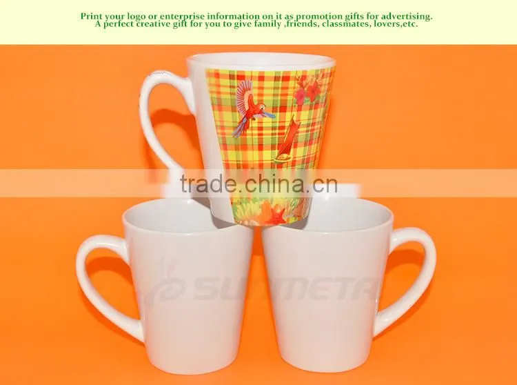 Sunmeta Hot Sale 12oz conical ceramic white sublimation mug