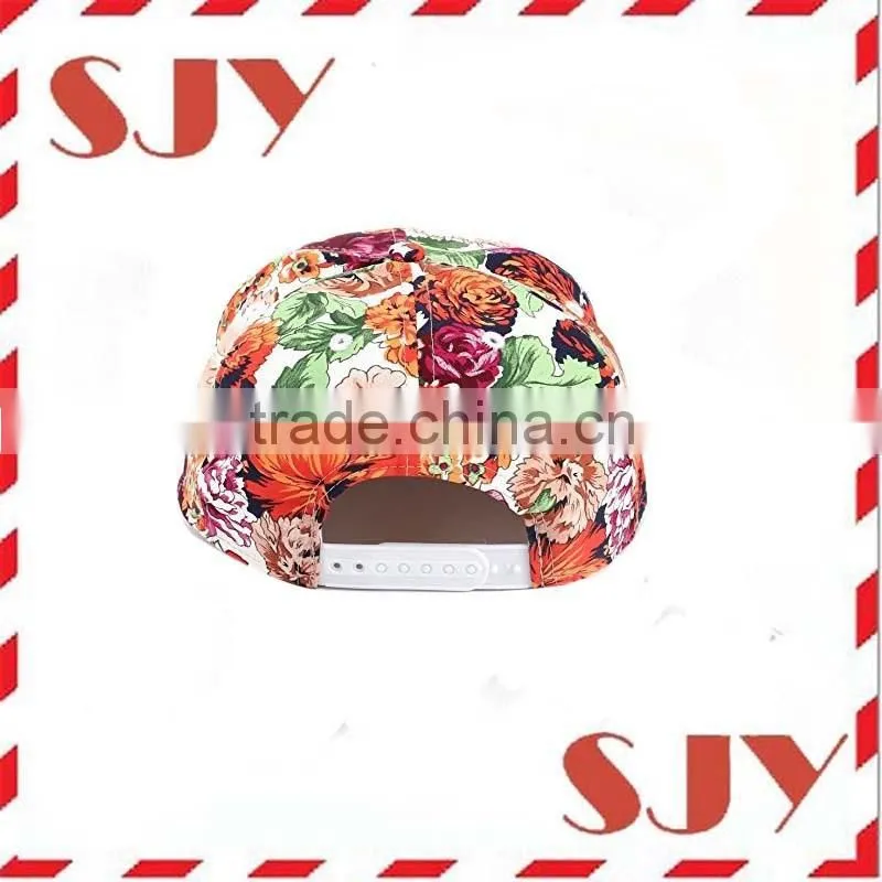 Hawaii Floral Print Hip Hop Flat Bill Baseball Caps