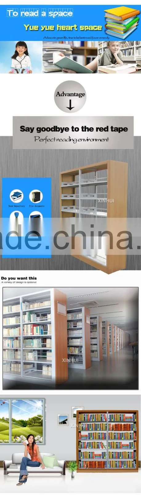 Best Selling School Library Bookshelf/wooden side metal bookshelf