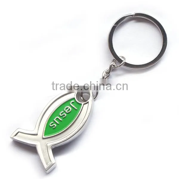 Metal custom fish shaped keychain and keyring