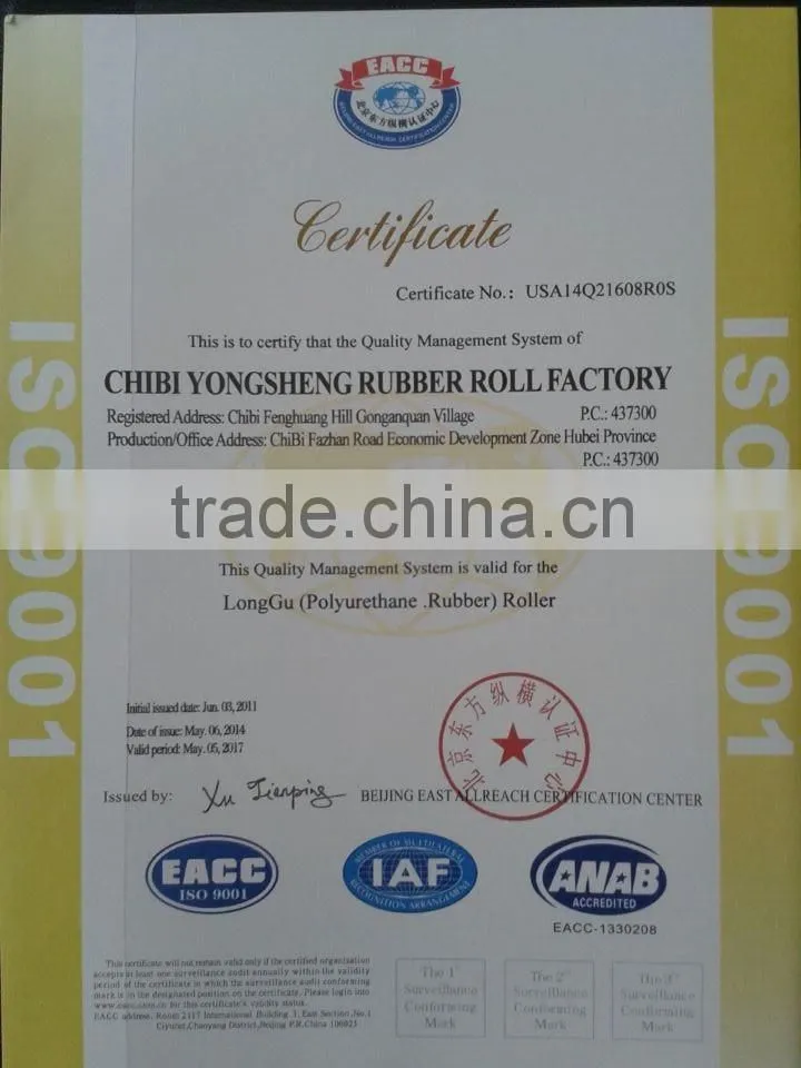White soft Rubber Roller for Rice Mill on Aluminium Drum