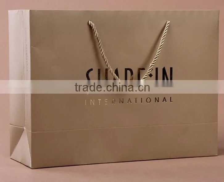 ivory card-board gilded paper gift bags Garment Shopping bag Professional custom made
