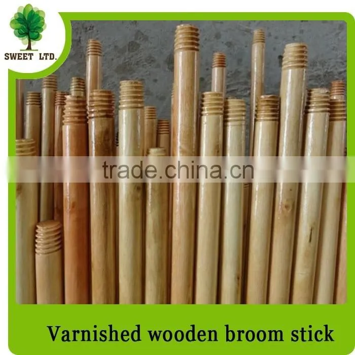 2016 Factory price varnished wood stick/Wooden brush handle for sweeping tools
