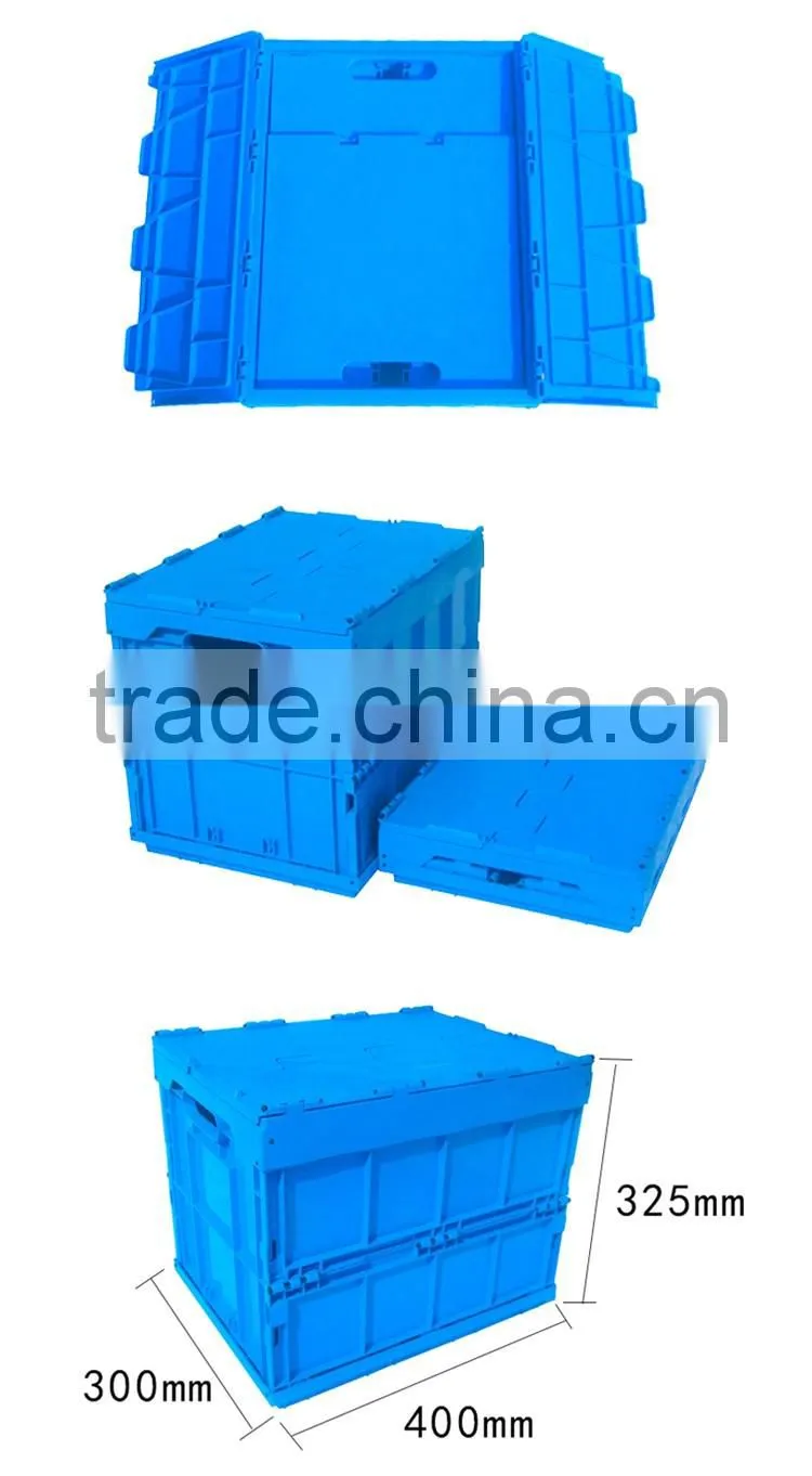 Made in china stackable injection plastic moving crate with lid for sale