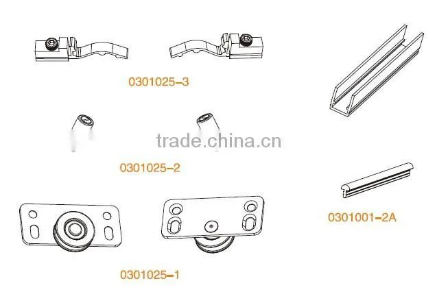 black steel and PA6 sliding door hardware for wooden wardrobe max door weight 25kg