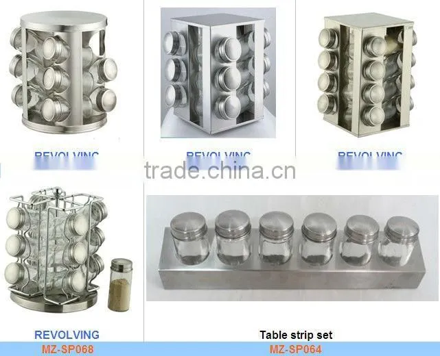 16 pcs revolving spices canister set rotatable spices glass container set spinning stainless steel spice jar set
