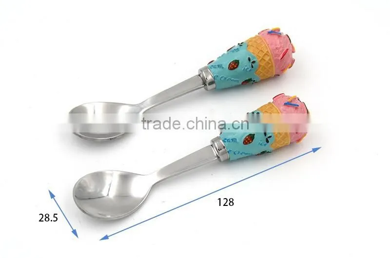 Fashion designed resin handle stainless steel ice cream spoon food grade
