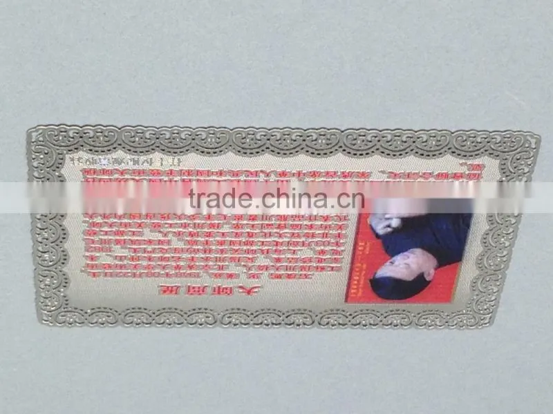 Cheap price Carved cut card silver metal business card