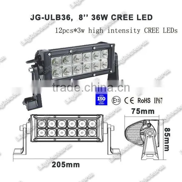 HOT SALE!Waterproof 3W Cree LED 8" light bar,cree 36w truck roof off road tractor light bar