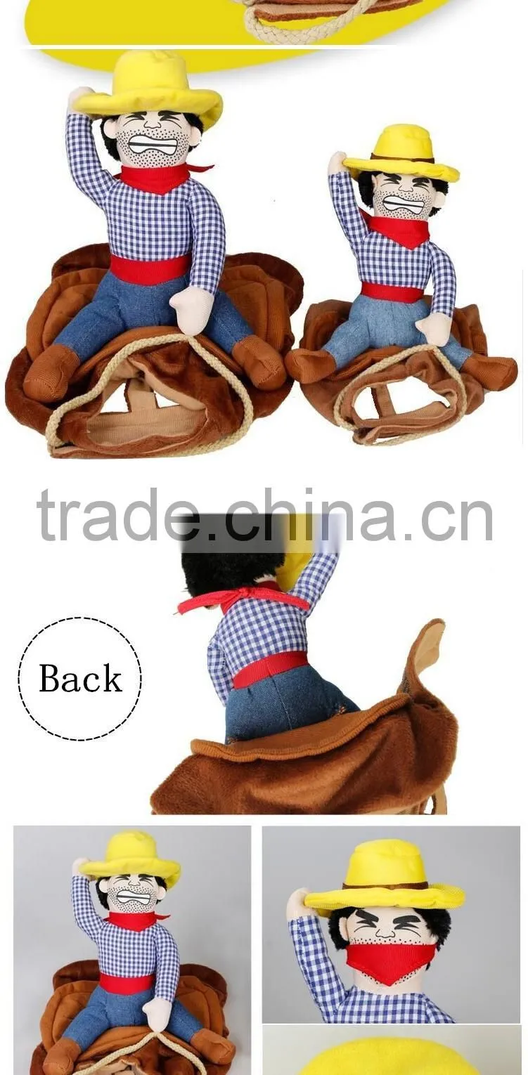 2015 Creative Riding Horse Dog Costume Novelty Pet Clothes Cowboy Dog Clothing