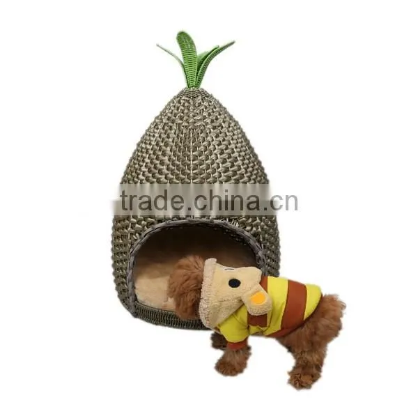 Wholesale dog supply multi designs natrual straw woven bed for dog