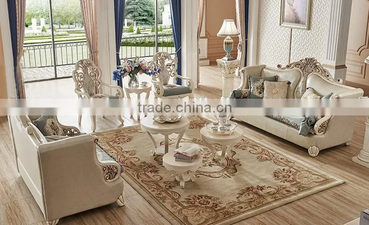 Solid wood living room furniture vase and flowers carving design fabrice sofa set