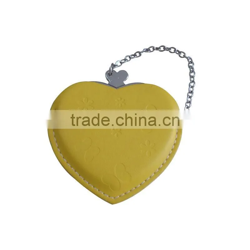 Hot Sublimation Sell Heart Hand Mirror with Leather Case