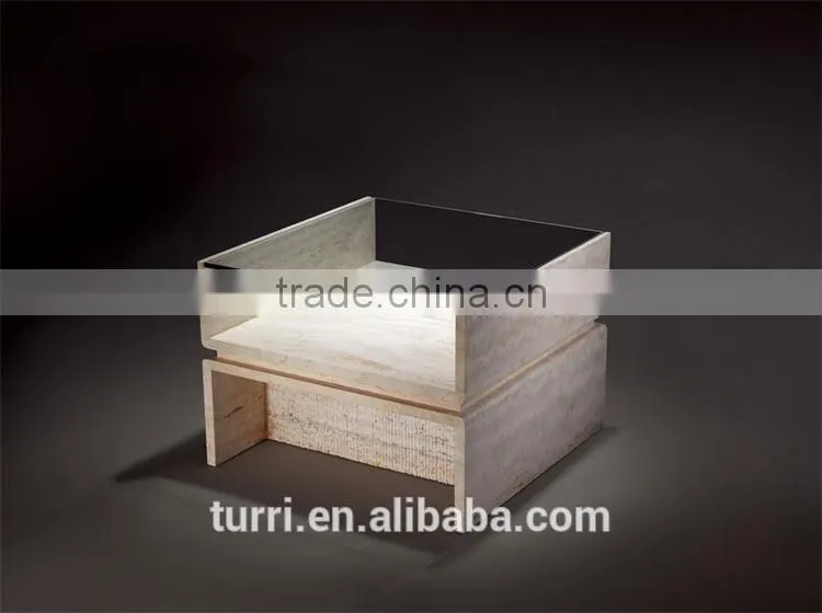 high quality glass top marble base small square coffee table