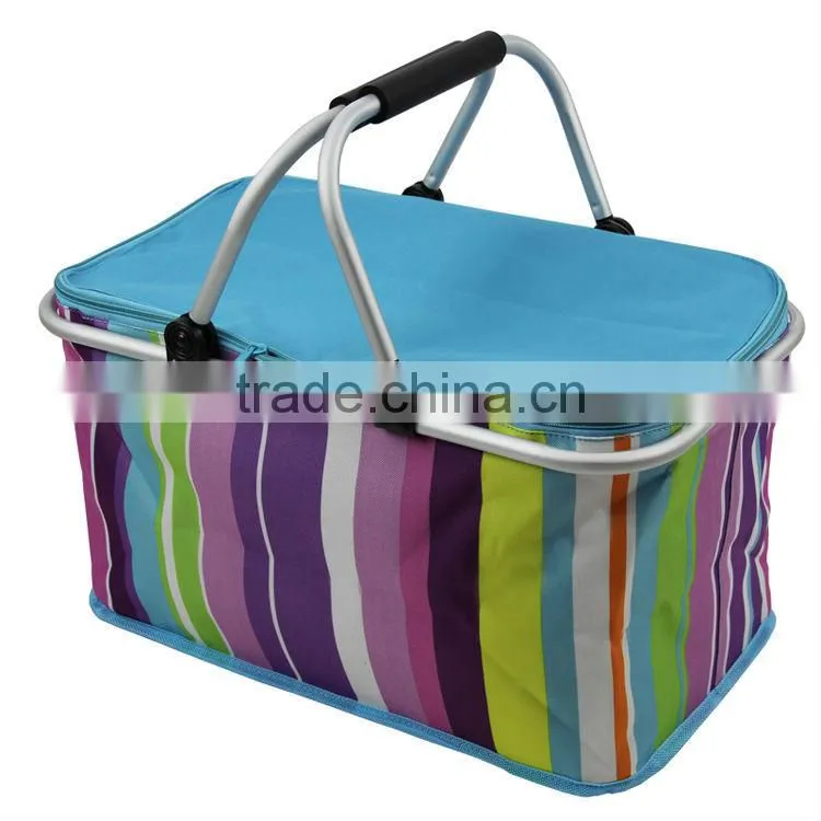 Heavy duty basket insulated picnic cooler bag